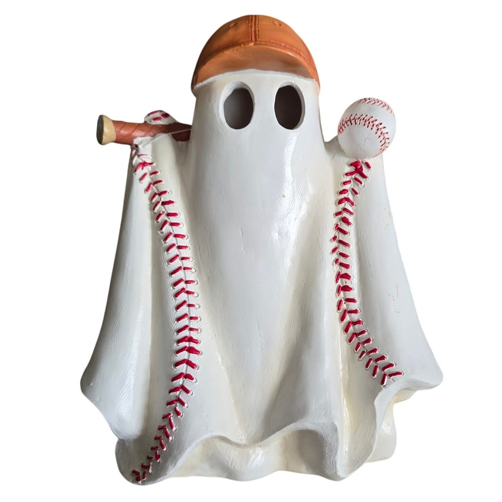 JMLE Baseball Ghost Figurine OS White New LED Lighted Halloween Decor